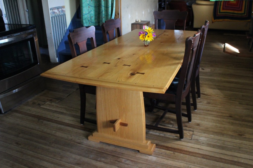 Red oak trestle table
